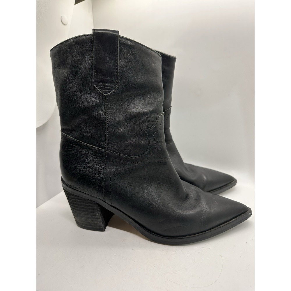 Tony Bianco Scout Luxe Black Leather Western Ankle Boots Women's Size 6